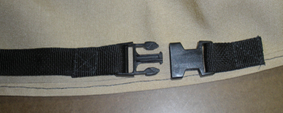 Leg strap buckle open.